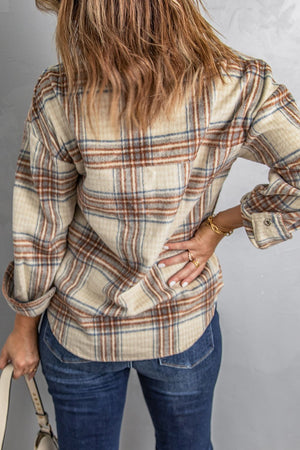 Plaid Half-Zip Collared Curved Hem Sweatshirt-Mope's Closet