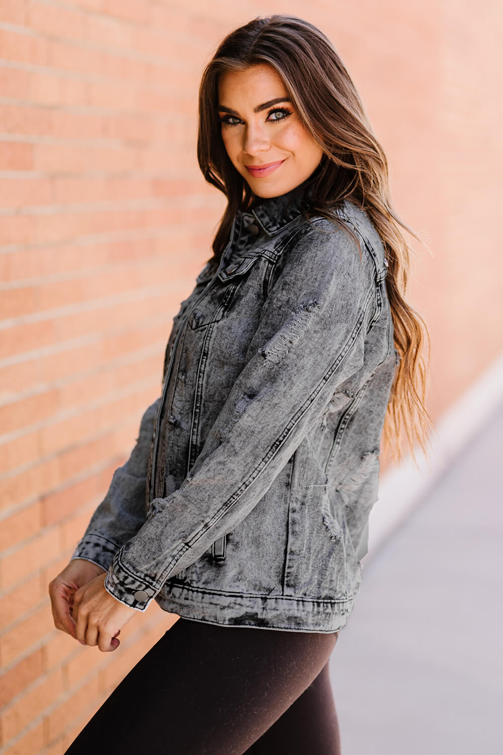 Acid Wash Distressed Denim Jacket-Mope's Closet