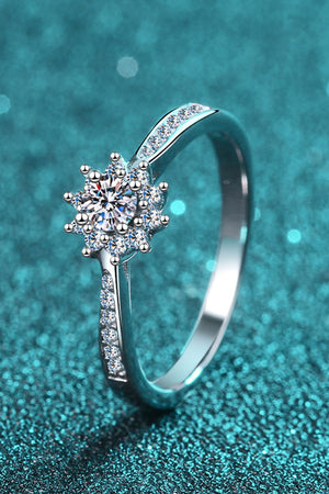 Moissanite Rhodium-Plated Snowflake Ring-Mope's Closet
