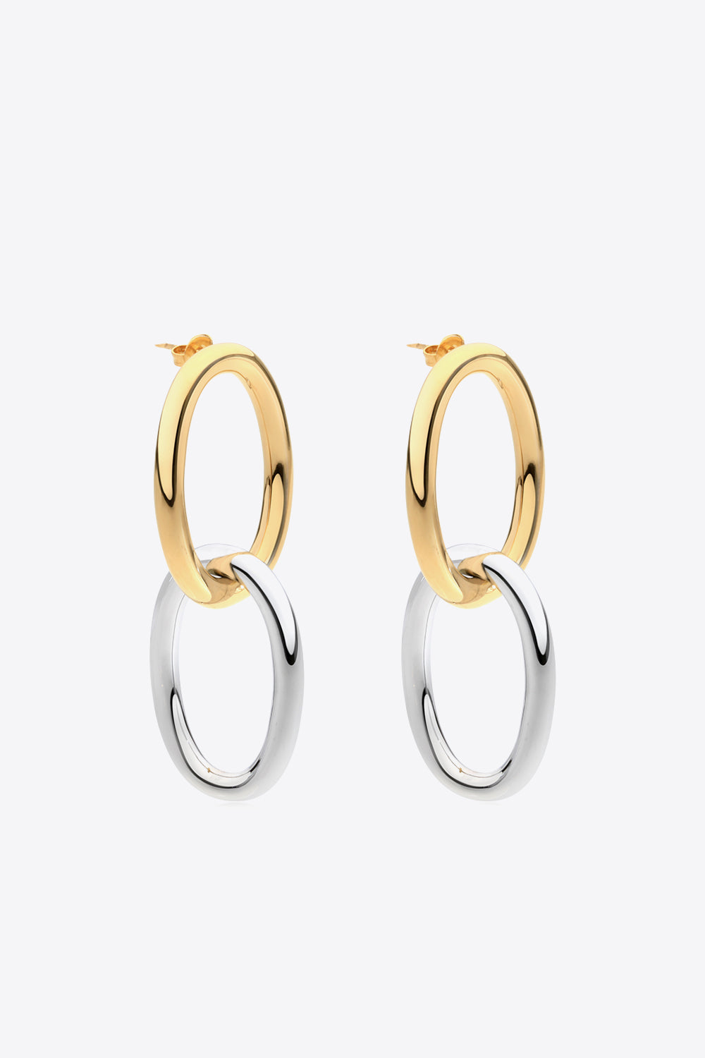 Two-Tone Double Hoop Earrings-Mope's Closet