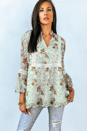 Floral Lace Trim Blouse-Mope's Closet