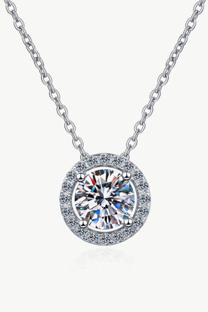 1 Carat Moissanite Round Pendant Chain Necklace-Mope's Closet