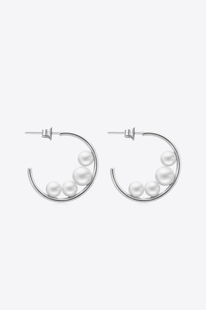 Can't Stop Your Shine Pearl C-Hoop Earrings-Mope's Closet