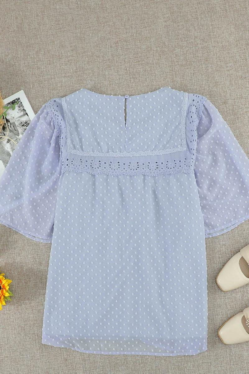 Flutter Sheer Sleeves Babydoll Top-Mope's Closet