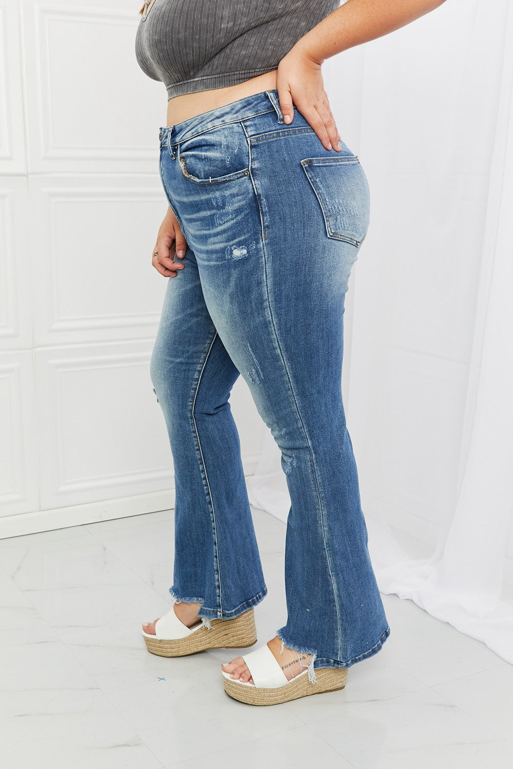 RISEN Full Size Iris High Waisted Flare Jeans-Mope's Closet