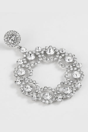 Alloy Rhinestone Round Drop Earrings-Mope's Closet