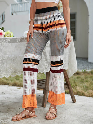 Color Block Openwork Knit Pants-Mope's Closet