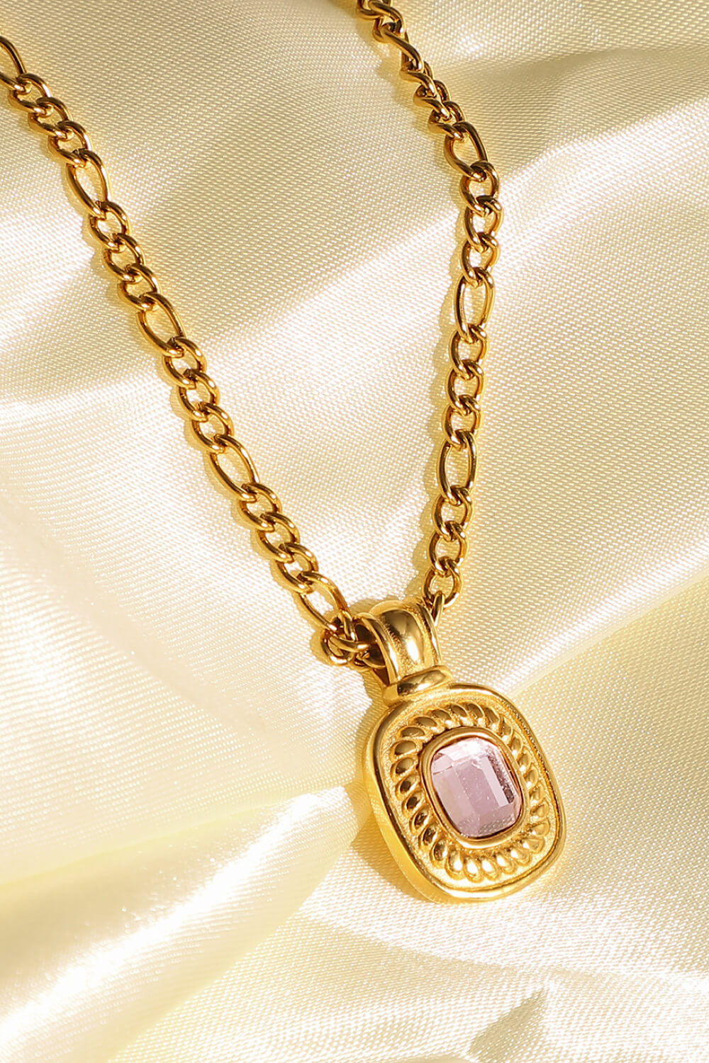 18K Gold Plated Inlaid Rhinestone Pendant Necklace-Mope's Closet