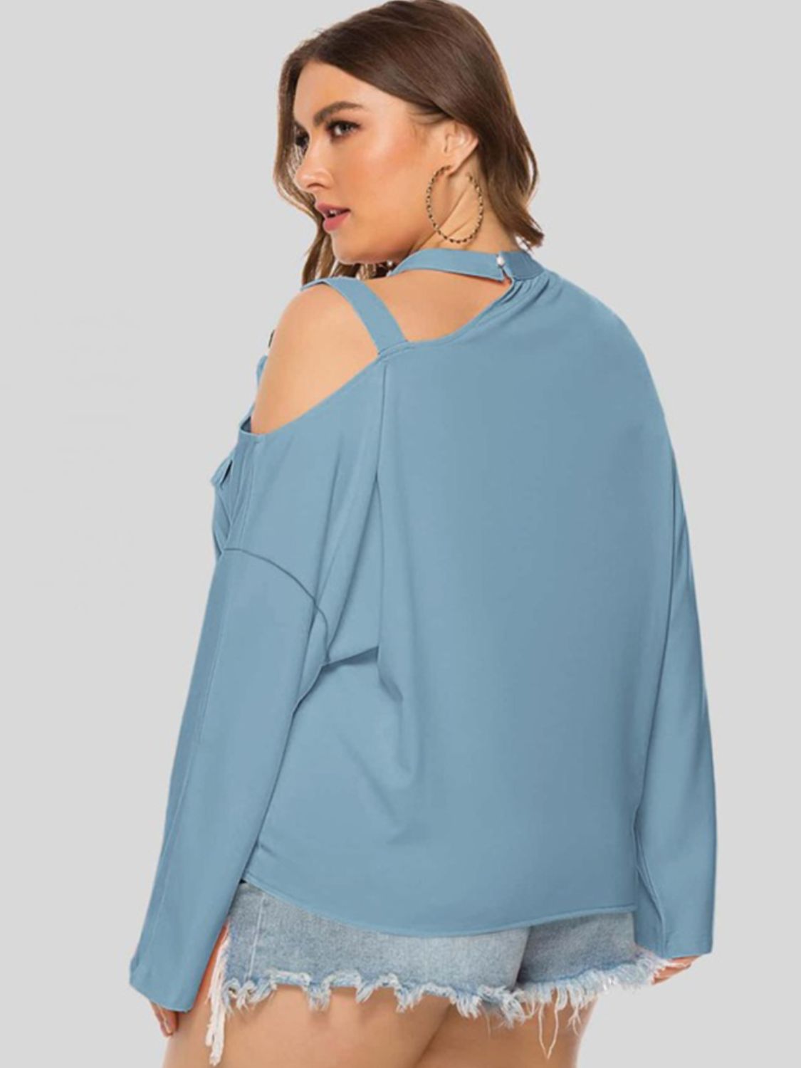 Plus Size Cold-Shoulder Tied Top-Mope's Closet