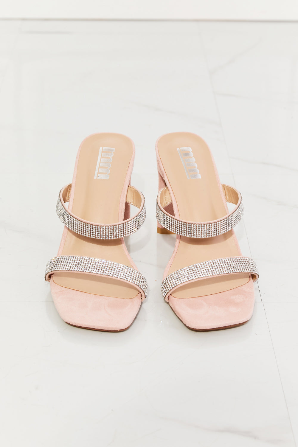 MMShoes Leave A Little Sparkle Rhinestone Block Heel Sandal in Pink-Mope's Closet