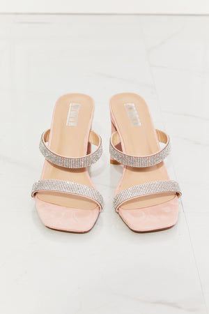 MMShoes Leave A Little Sparkle Rhinestone Block Heel Sandal in Pink-Mope's Closet