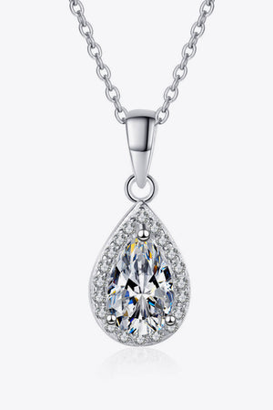 Moissanite Teardrop Pendant Necklace-Mope's Closet