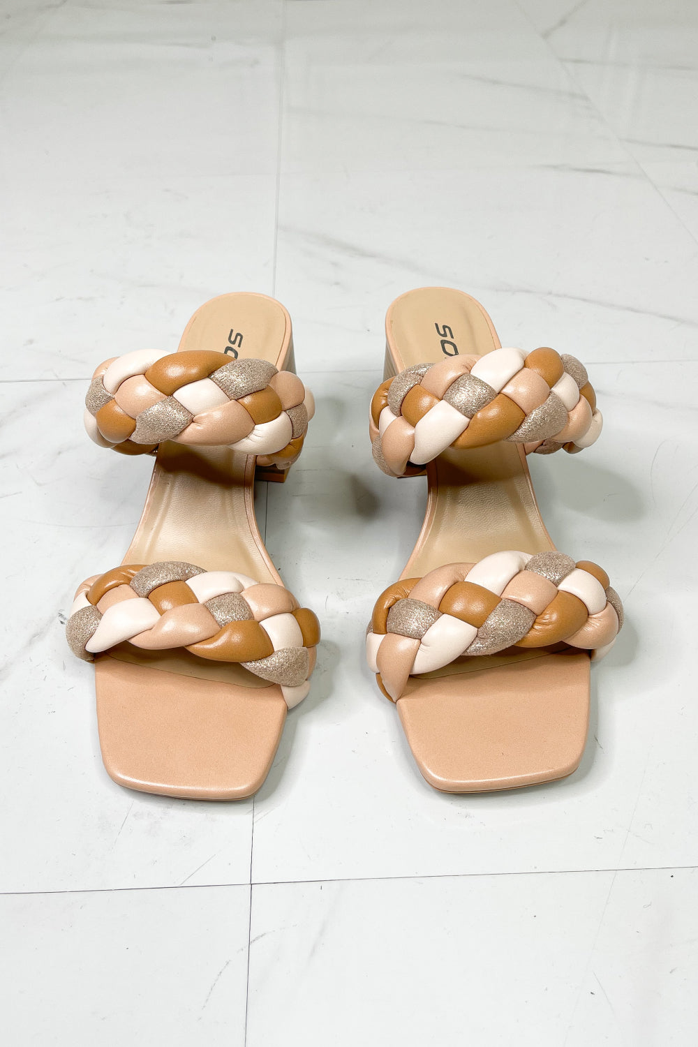 SODA Interwoven Ideas Braided Strap Block Heel Slide Sandal in Nude-Mope's Closet