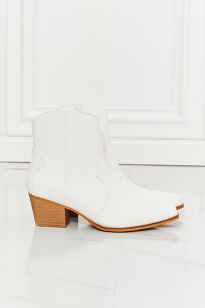 MMShoes Watertower Town Faux Leather Western Ankle Boots in White-Mope's Closet