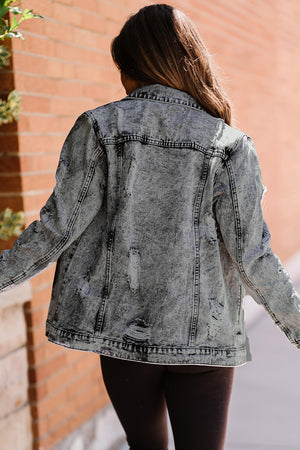 Acid Wash Distressed Denim Jacket-Mope's Closet