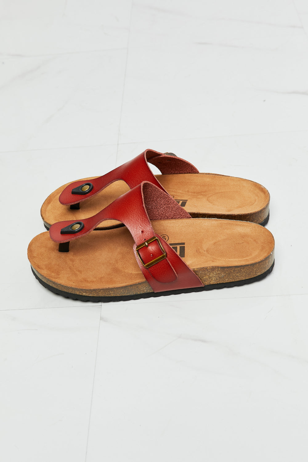 MMShoes Drift Away T-Strap Flip-Flop in Red-Mope's Closet