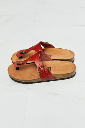 MMShoes Drift Away T-Strap Flip-Flop in Red-Mope's Closet