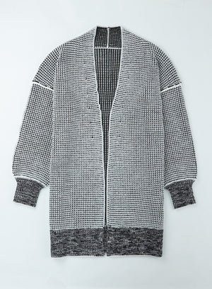 Heathered Open Front Longline Cardigan-Mope's Closet