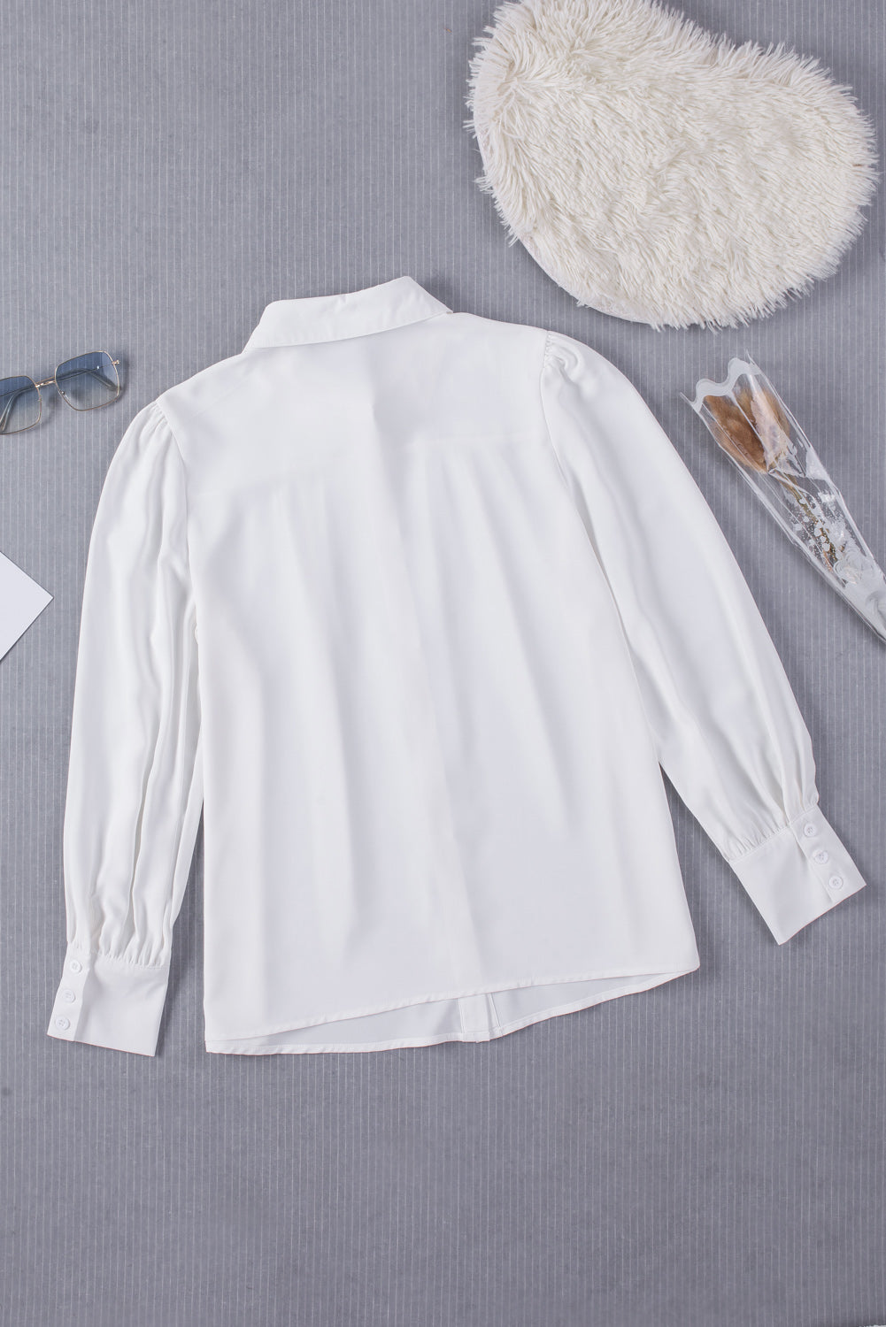 Gathered Detail Puff Sleeve Shirt-Mope's Closet