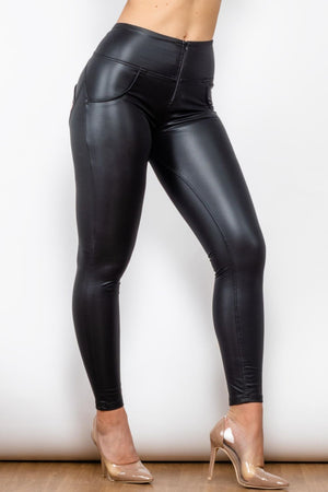 Full Size PU Leather Zip Detail Leggings-Mope's Closet