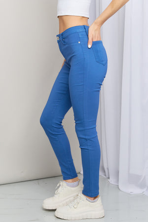 YMI Jeanswear Kate Hyper-Stretch Full Size Mid-Rise Skinny Jeans in Electric Blue-Mope's Closet