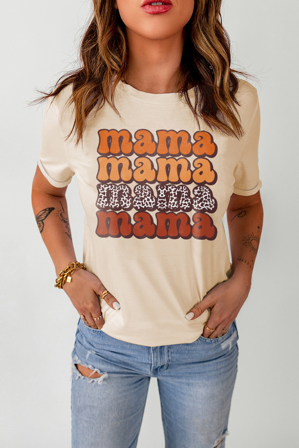 MAMA Graphic Cuffed Sleeve Tee-Mope's Closet