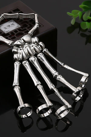 Halloween 2-Pack Skeleton Hand 5-Finger Bracelet and Ring Combo-Mope's Closet