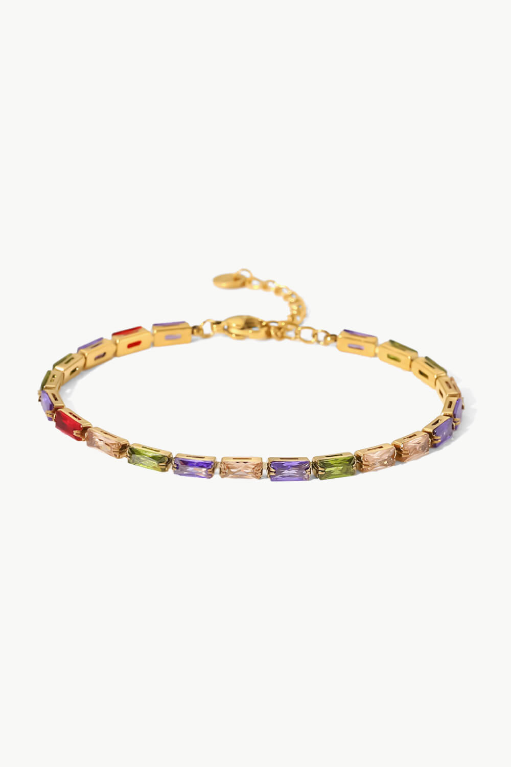 18K Gold Plated Multicolored Cubic Zirconia Bracelet-Mope's Closet