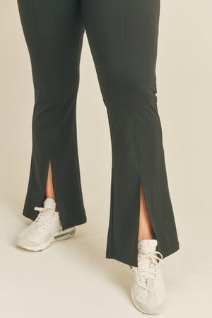 Kimberly C Full Size Slit Flare Leg Pants in Black-Mope's Closet