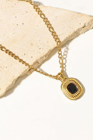 18K Gold Plated Inlaid Rhinestone Pendant Necklace-Mope's Closet