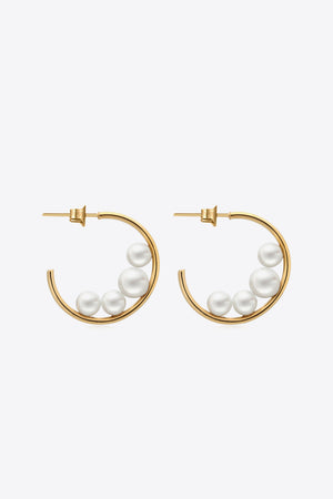 Can't Stop Your Shine Pearl C-Hoop Earrings-Mope's Closet