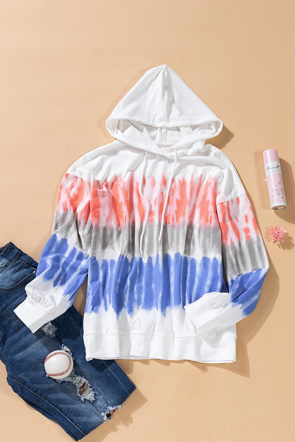 Tie-Dye Drawstring Pullover Hoodie-Mope's Closet