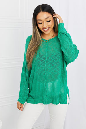 Mittoshop Exposed Seam Slit Knit Top in Kelly Green-Mope's Closet