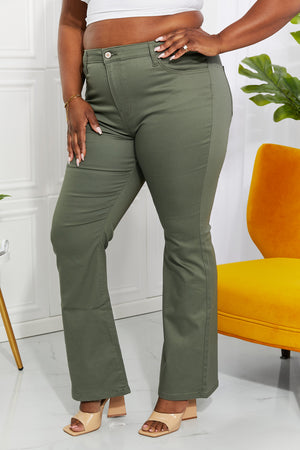 Zenana Clementine Full Size High-Rise Bootcut Jeans in Olive-Mope's Closet