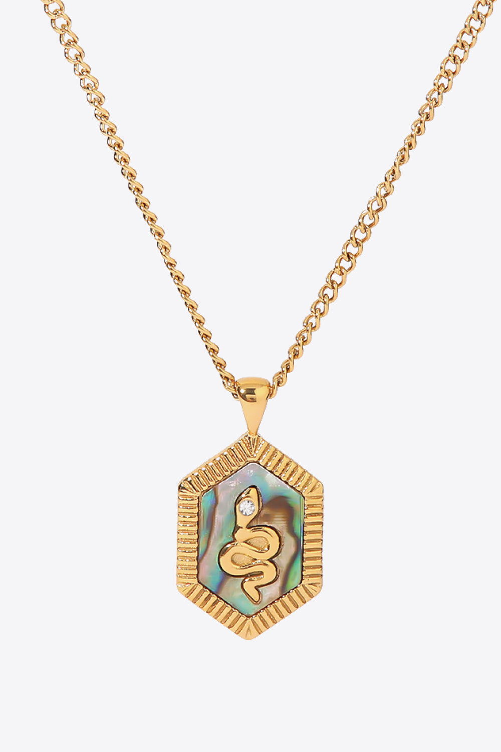 18K Gold Plated Snake Geometric Pendant Necklace-Mope's Closet