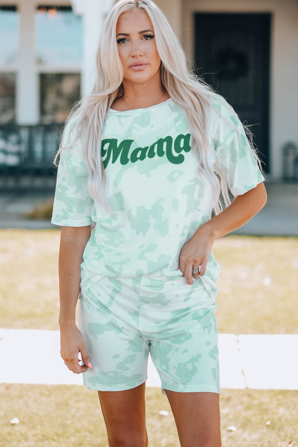 Women Printed Letter Graphic Lounge Set-Mope's Closet