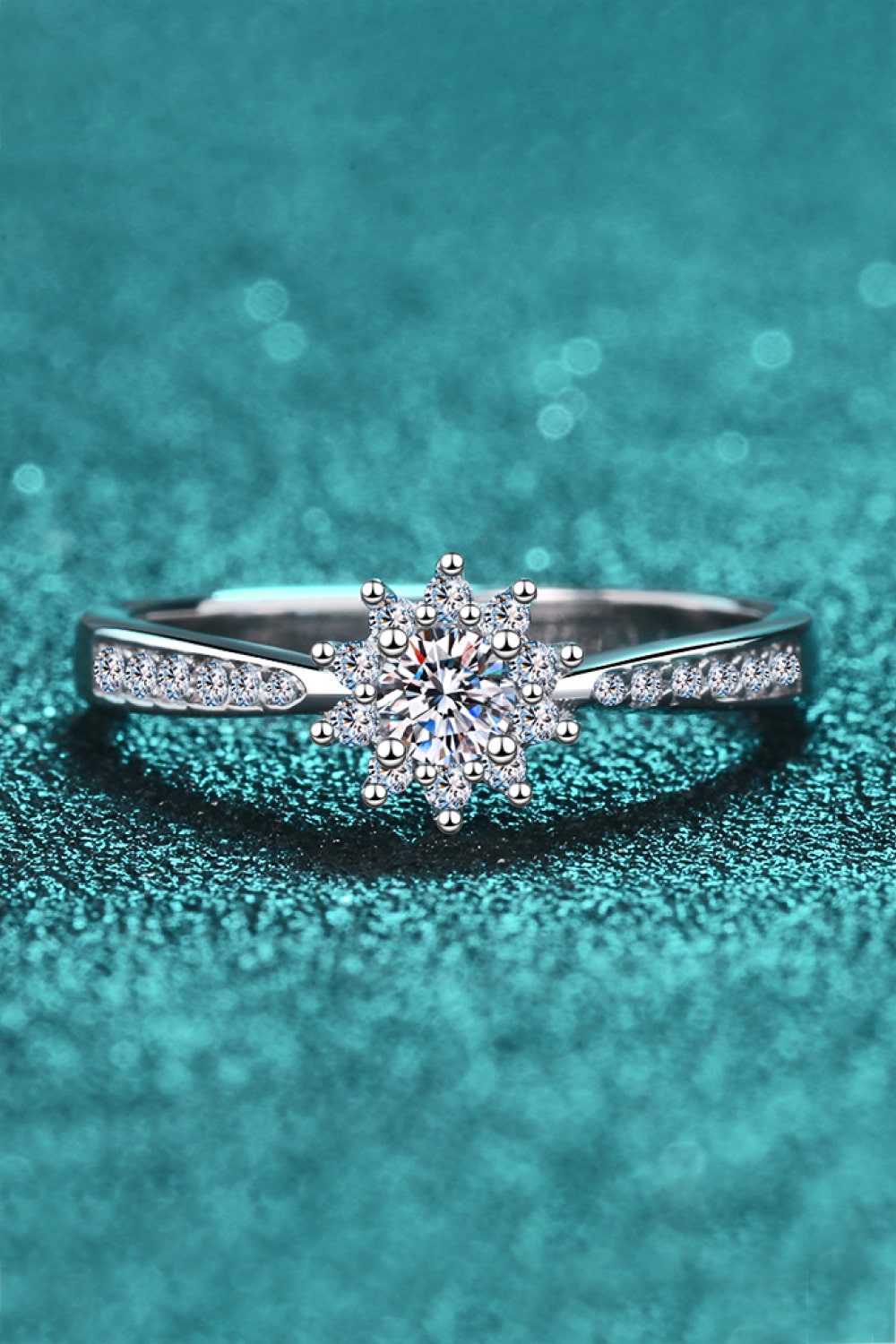 Moissanite Rhodium-Plated Snowflake Ring-Mope's Closet