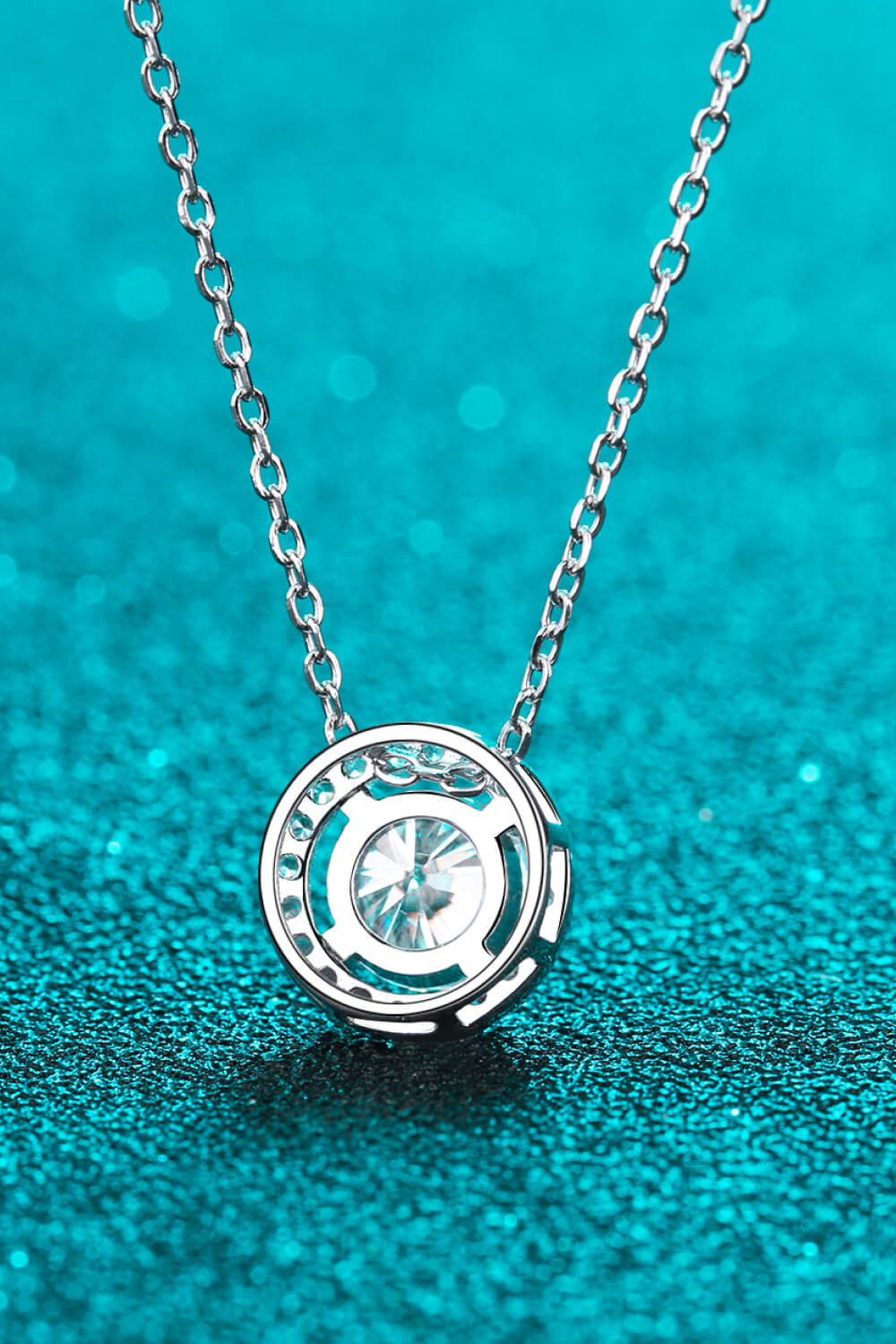 1 Carat Moissanite Round Pendant Chain Necklace-Mope's Closet