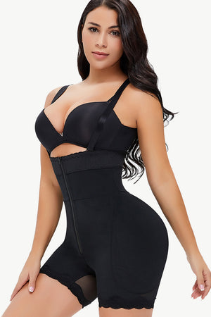 Full Size Spaghetti Strap Lace Trim Shaping Bodysuit-Mope's Closet