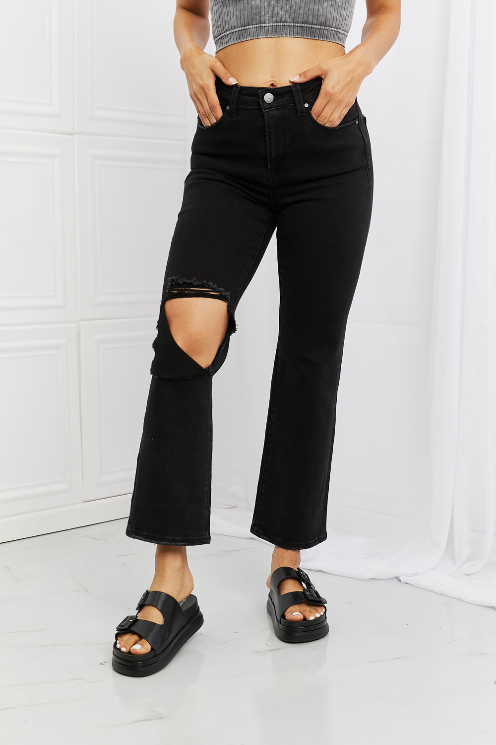 RISEN Full Size Yasmin Relaxed Distressed Jeans-Mope's Closet