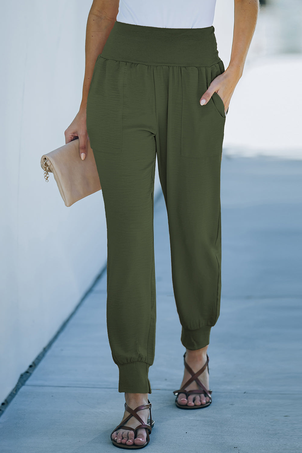 Wide Waistband Pocketed Joggers-Mope's Closet