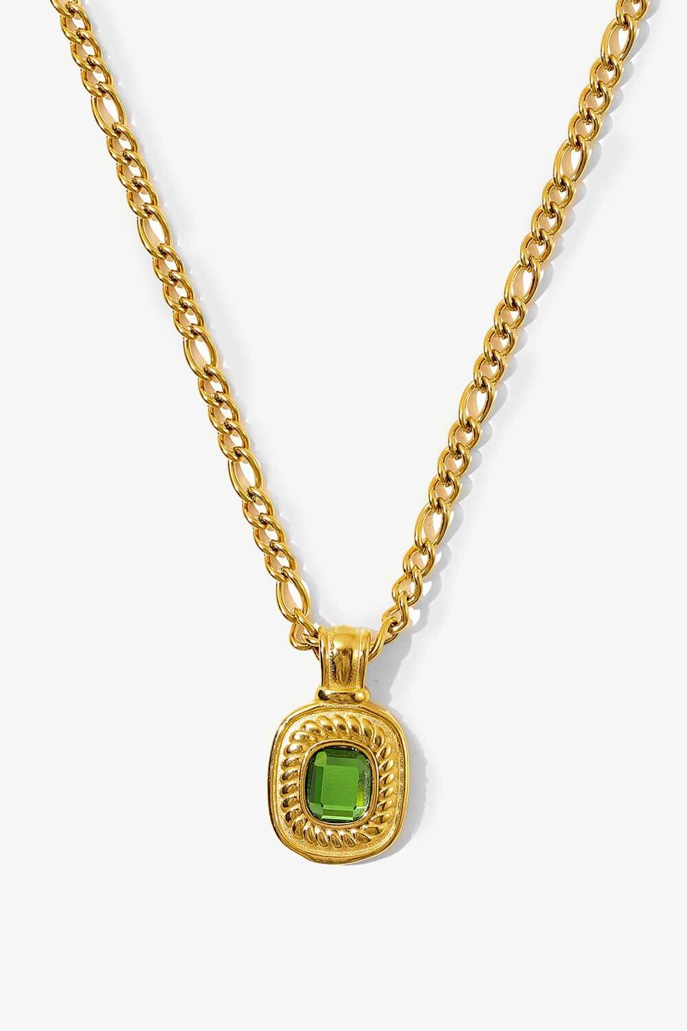 18K Gold Plated Inlaid Rhinestone Pendant Necklace-Mope's Closet