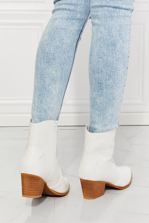 MMShoes Watertower Town Faux Leather Western Ankle Boots in White-Mope's Closet