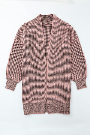 Heathered Open Front Longline Cardigan-Mope's Closet