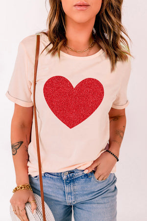 Glitter Heart Graphic T-Shirt-Mope's Closet