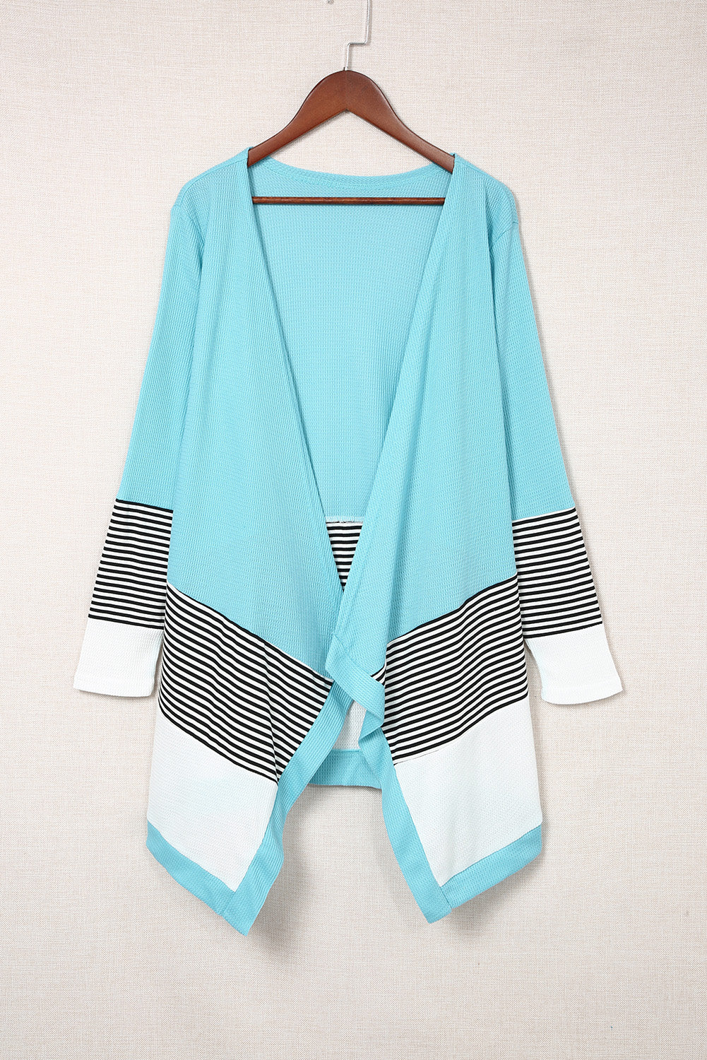 Striped Color Block Open Front Cardigan-Mope's Closet