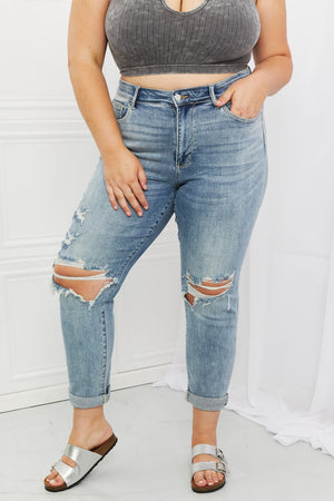 Judy Blue Malia Full Size Mid Rise Boyfriend Jeans-Mope's Closet