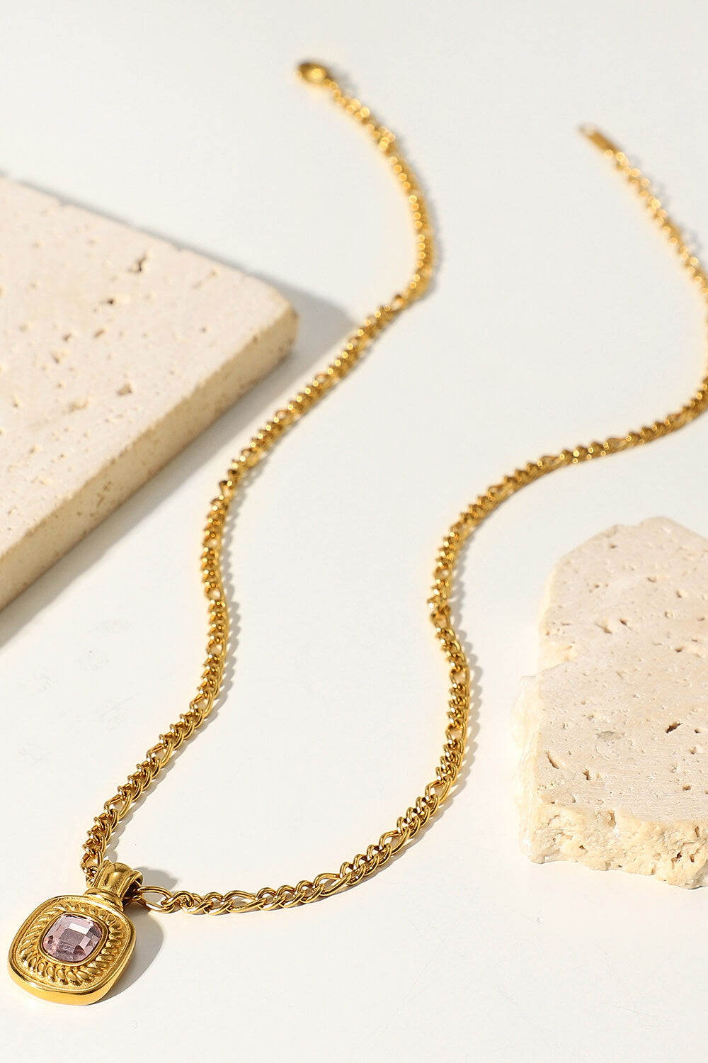 18K Gold Plated Inlaid Rhinestone Pendant Necklace-Mope's Closet