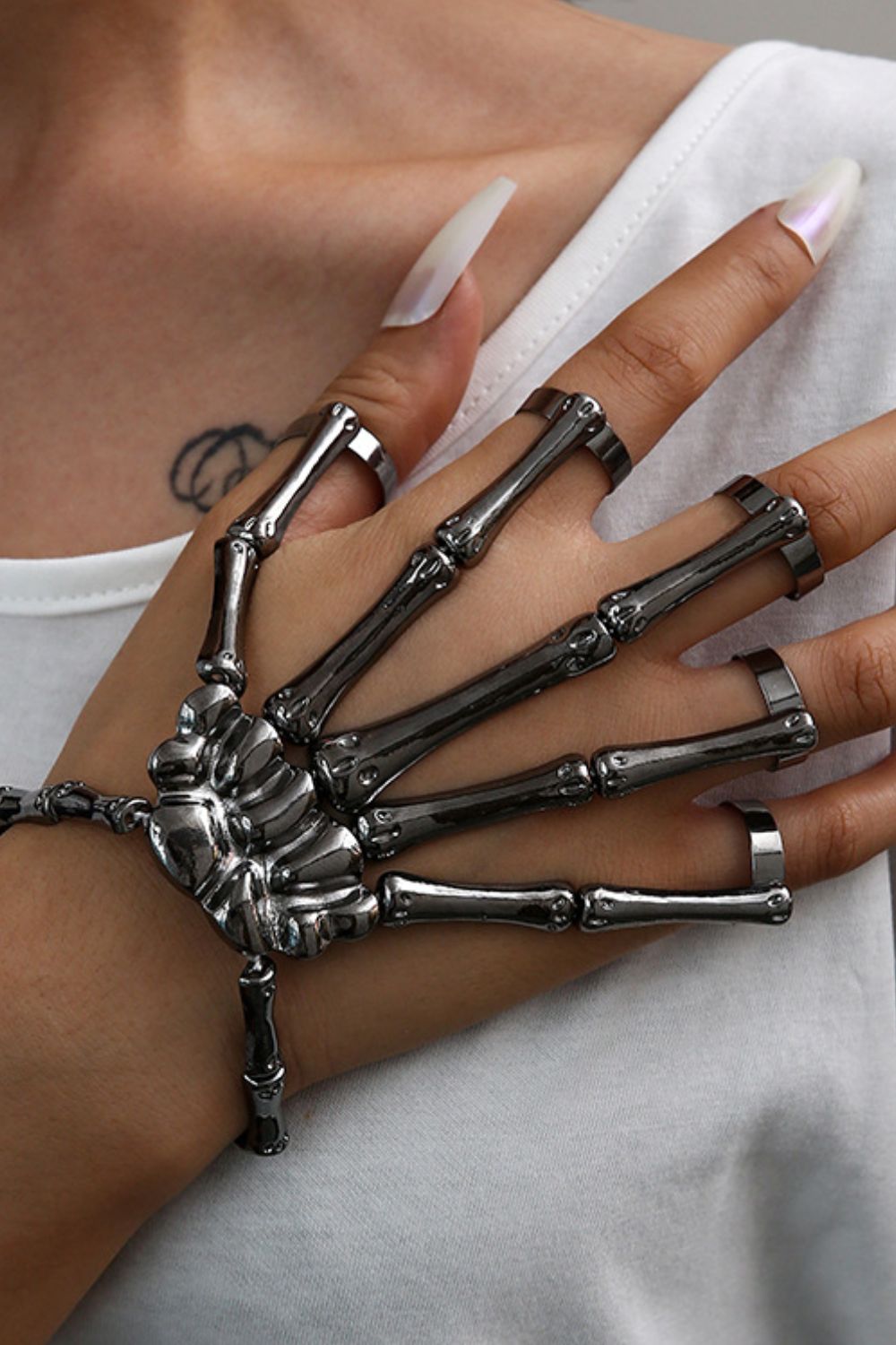 Halloween 2-Pack Skeleton Hand 5-Finger Bracelet and Ring Combo-Mope's Closet