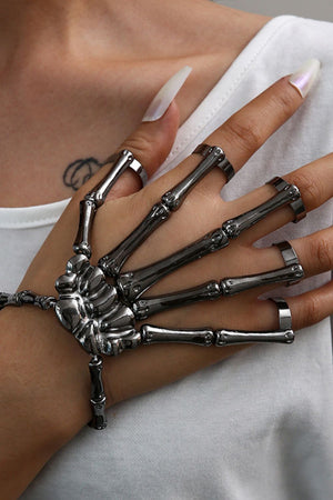 Halloween 2-Pack Skeleton Hand 5-Finger Bracelet and Ring Combo-Mope's Closet